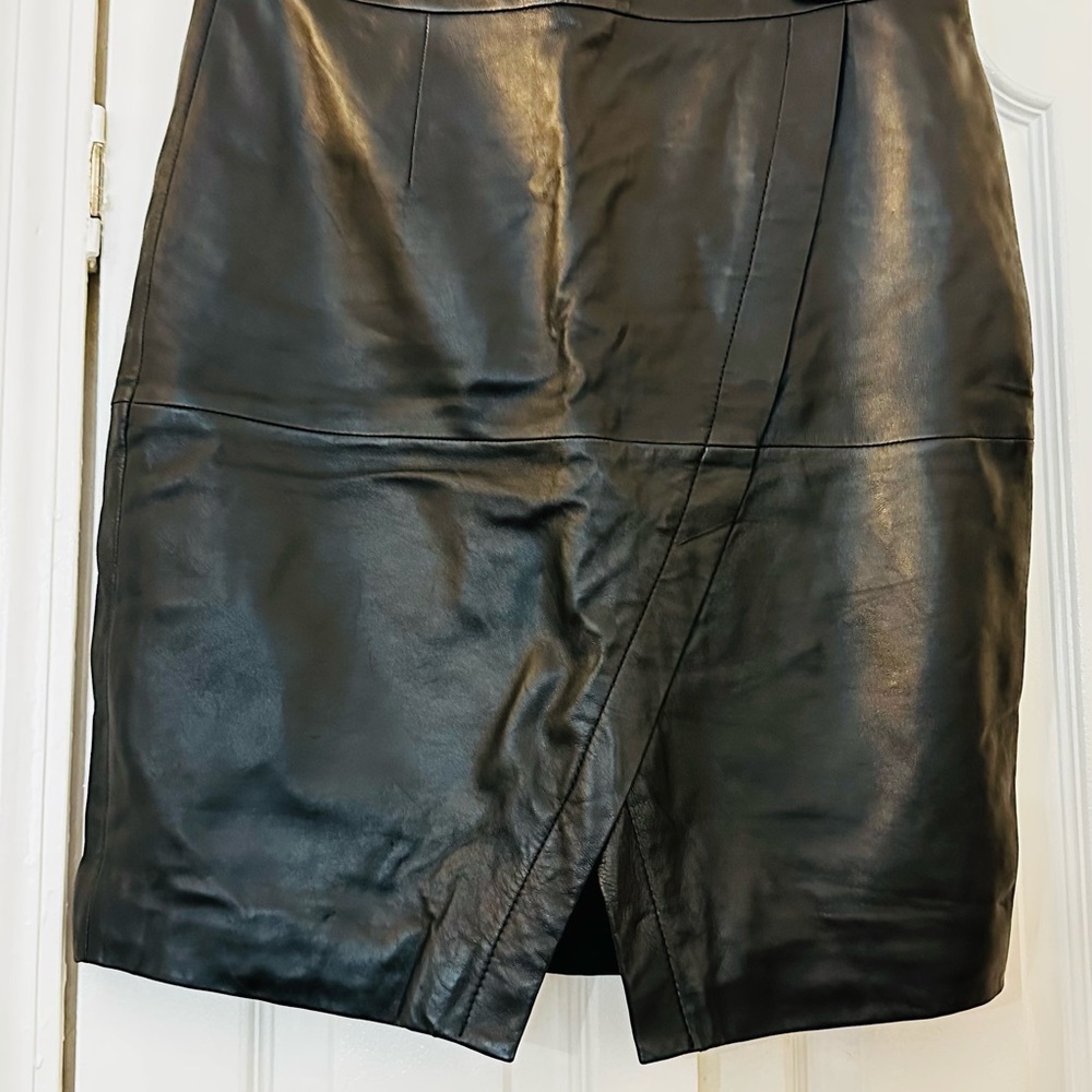 Halogen Black Leather Pencil Skirt
